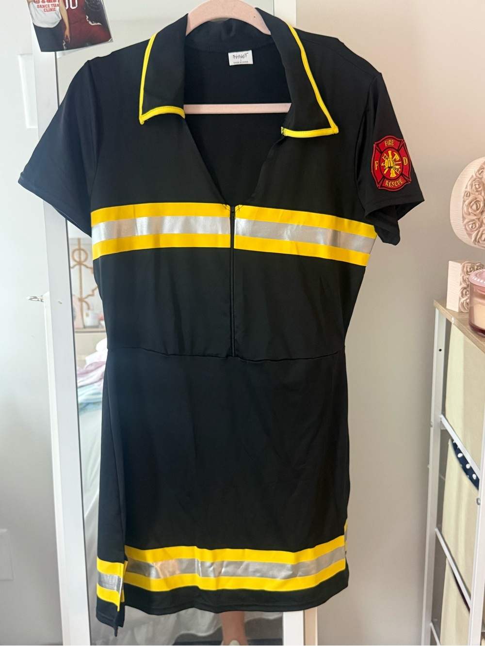 Spirit Black Dress with Yellow Reflective Stripes